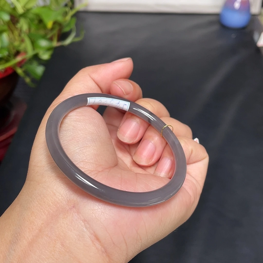 和田玉未镶嵌手镯烟紫叮当