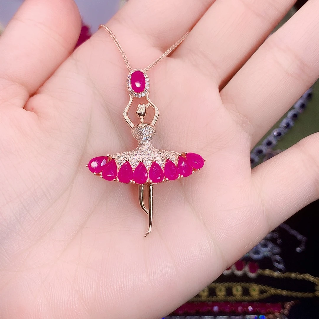 颈饰银S925镶嵌红宝石