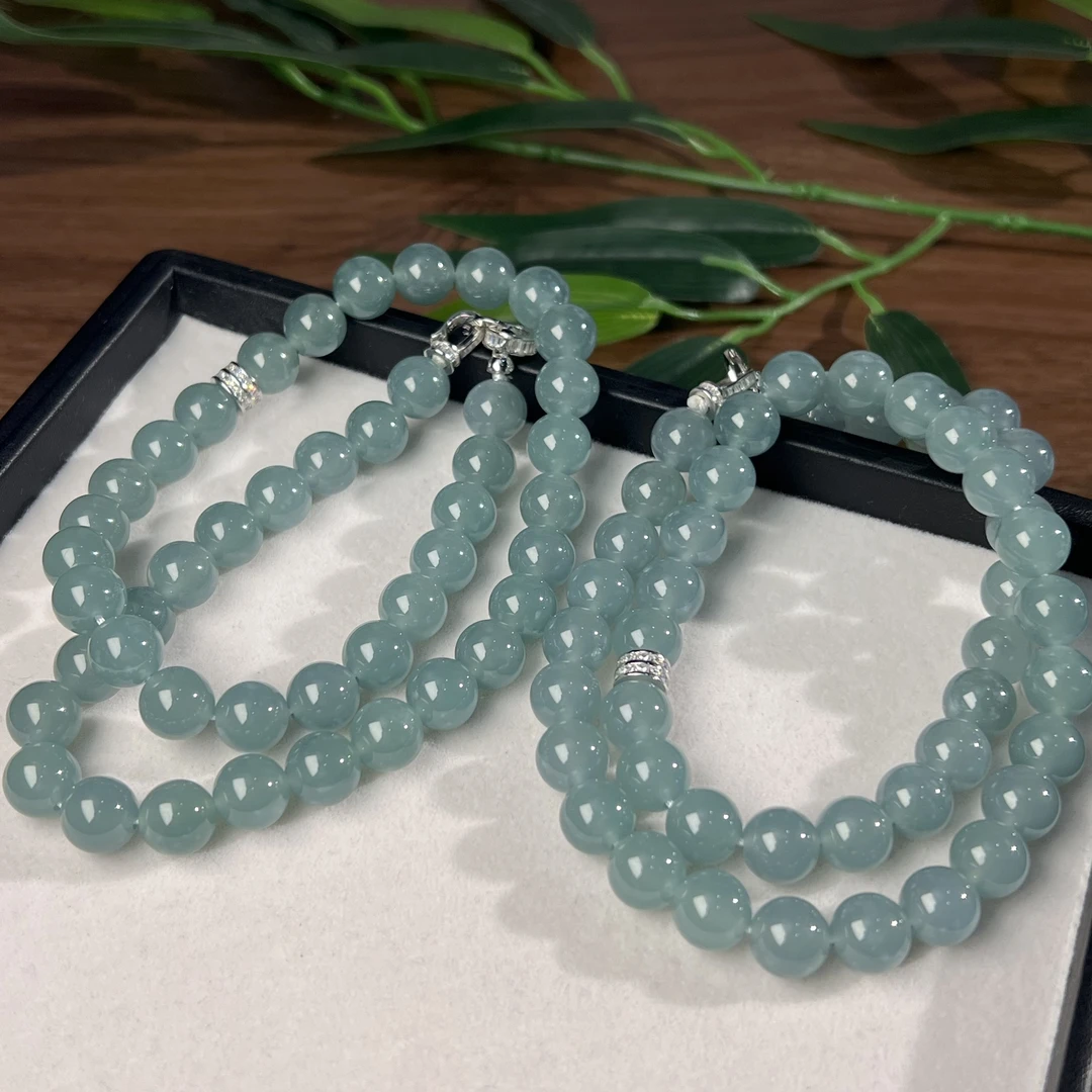 【睿泽鉴宝】S925翡翠蓝水珠链多样性发一/有瑕 9mmGG0246