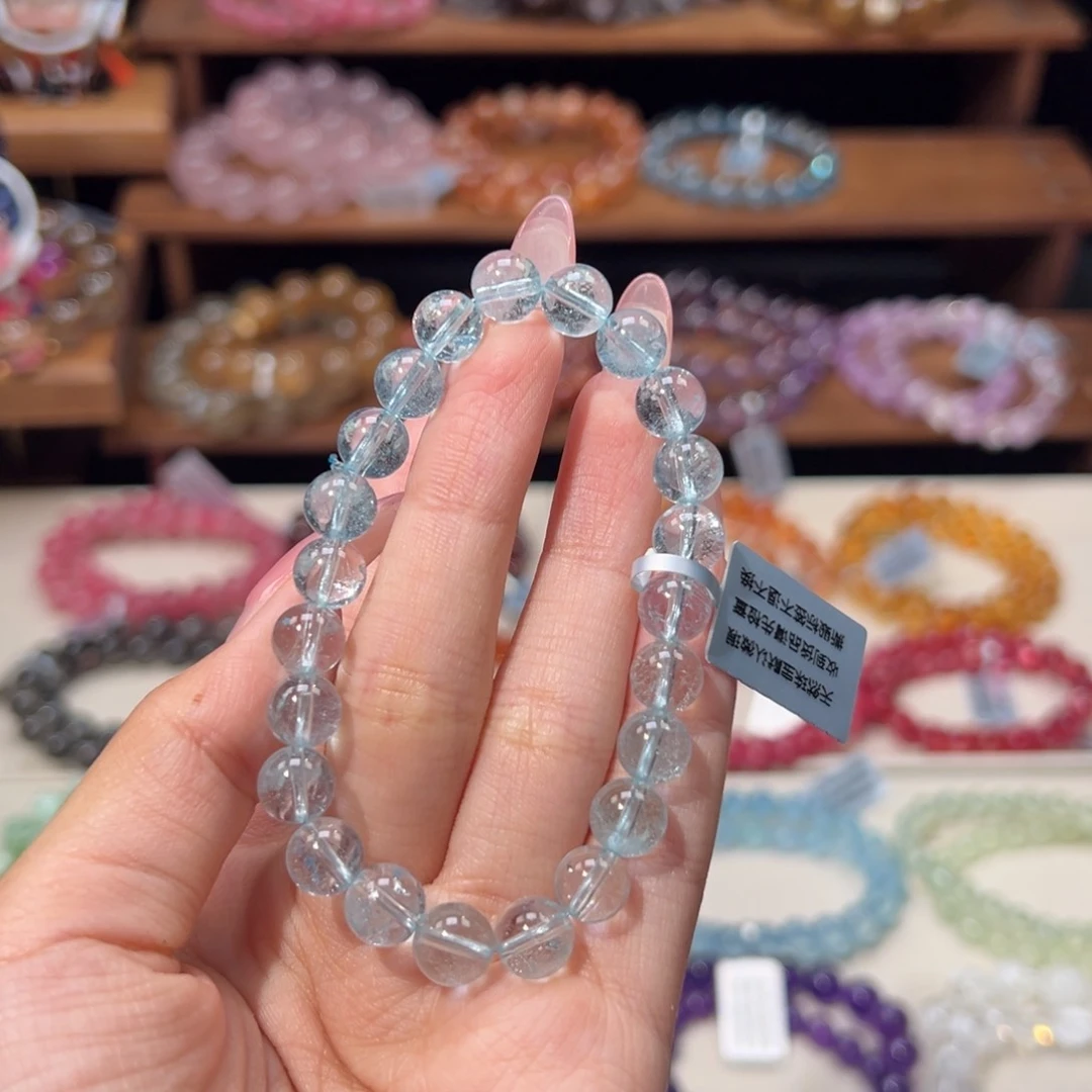 未镶嵌手串托帕石7m福利碎冰冰蓝托帕石