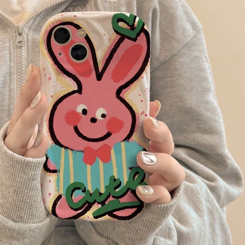 涂鸦粉兔适用华为mate60苹果oppo小米15/14/13pro防摔vivo手机壳