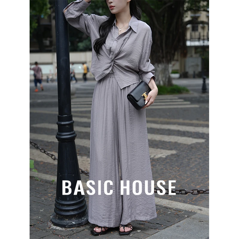 Basic House/百家好时尚显瘦慵懒风春夏显瘦宽松设计师套装气质