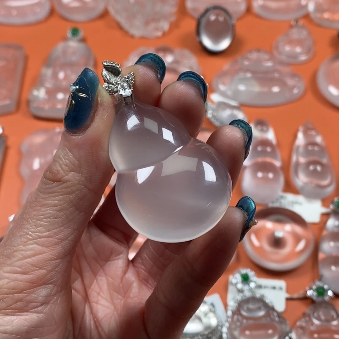 石英质玉银S925镶嵌颈饰毛衣链大葫芦