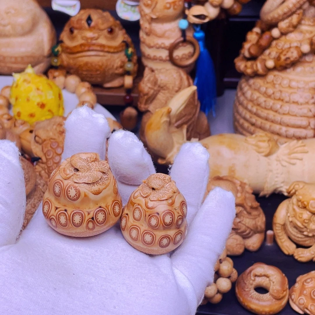 竹^**颖竹根雕满钉柿子手球