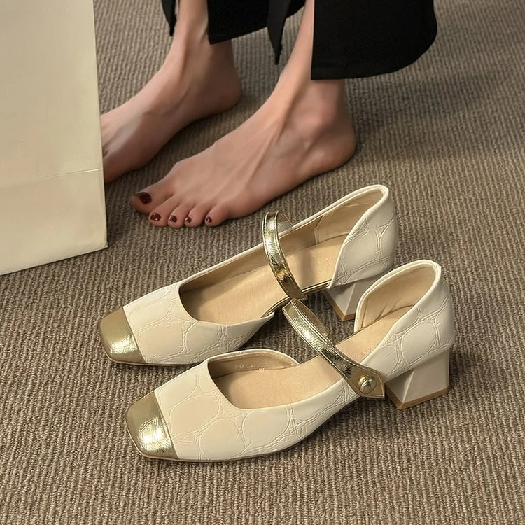 玛丽珍鞋女2025新款春秋季配裙子粗跟高跟鞋百搭法式仙女温柔单鞋