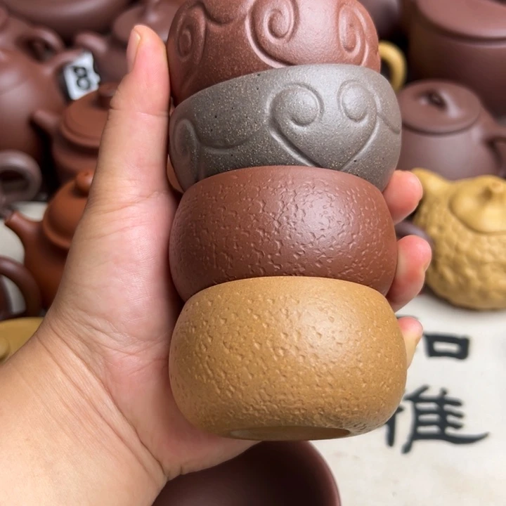 百***放茶壶紫砂杯子四只半手工不挑