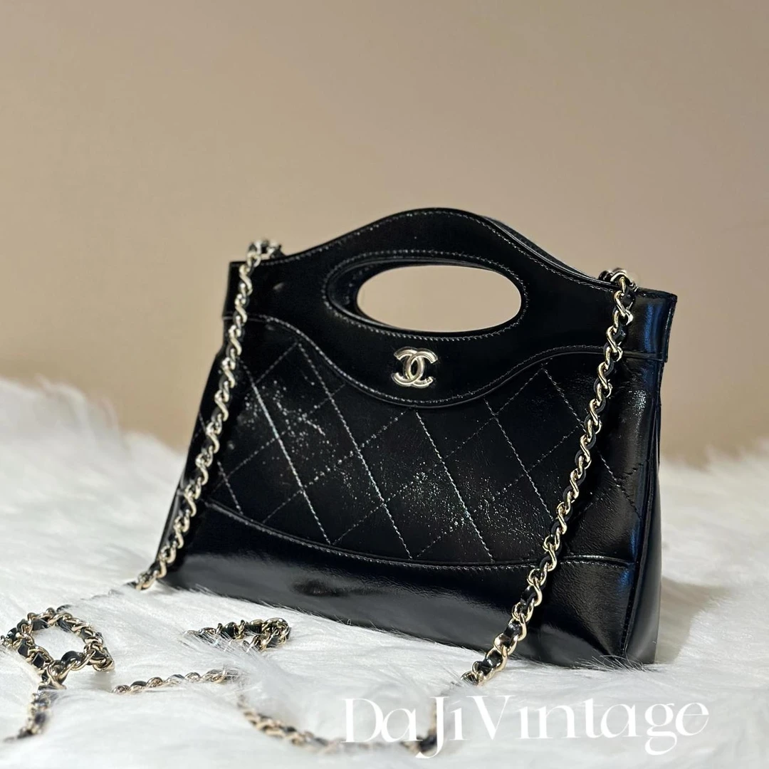 大吉中古/Chanel香奈儿黑金31bagnano手提斜挎包