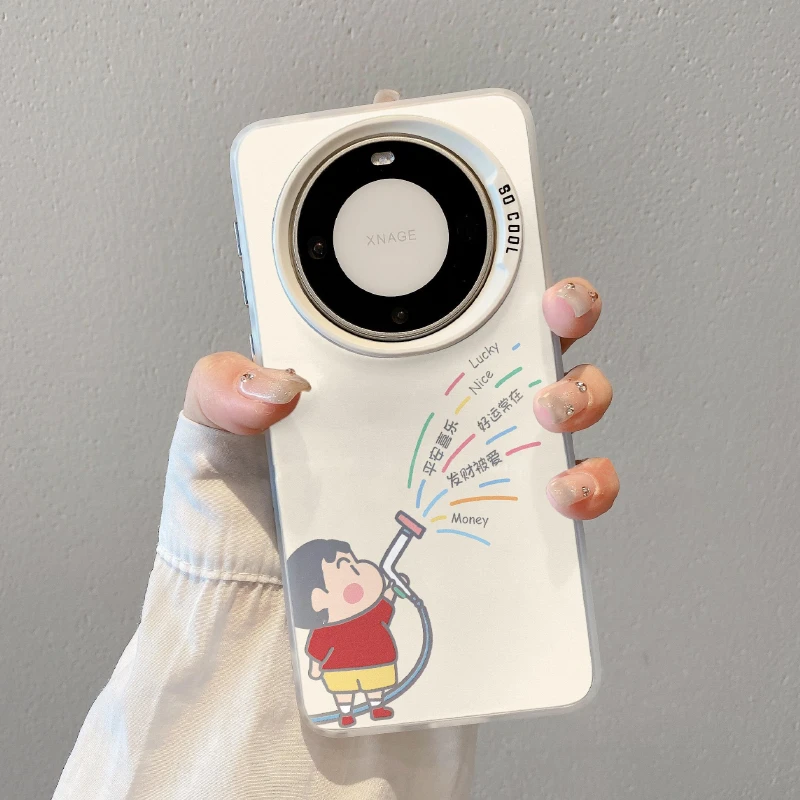 好运花洒小新适用华为mate70pro手机壳新款彩绘mate60pro磨砂彩银