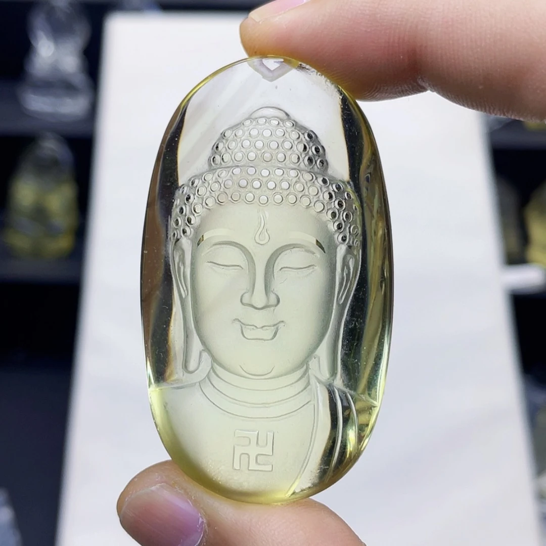 【闪购商品】水晶颈饰未镶嵌用****7黄水晶精雕大日如来吊坠