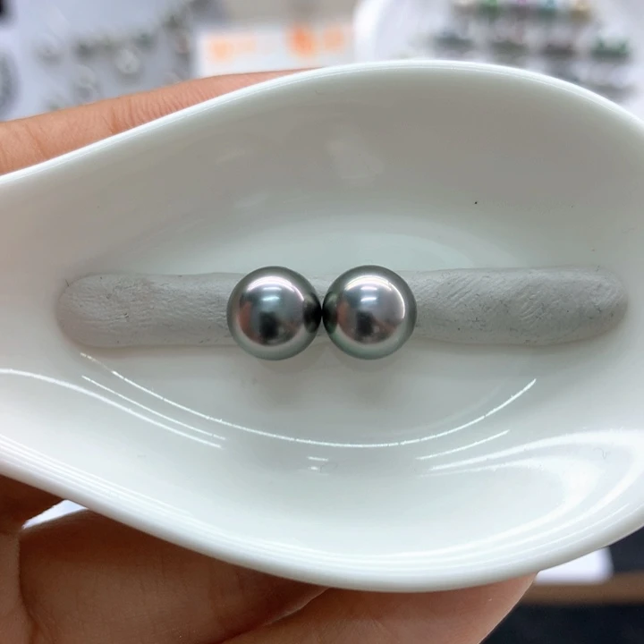 海水珍珠裸珠铂金灰绿粉炫可做素钉