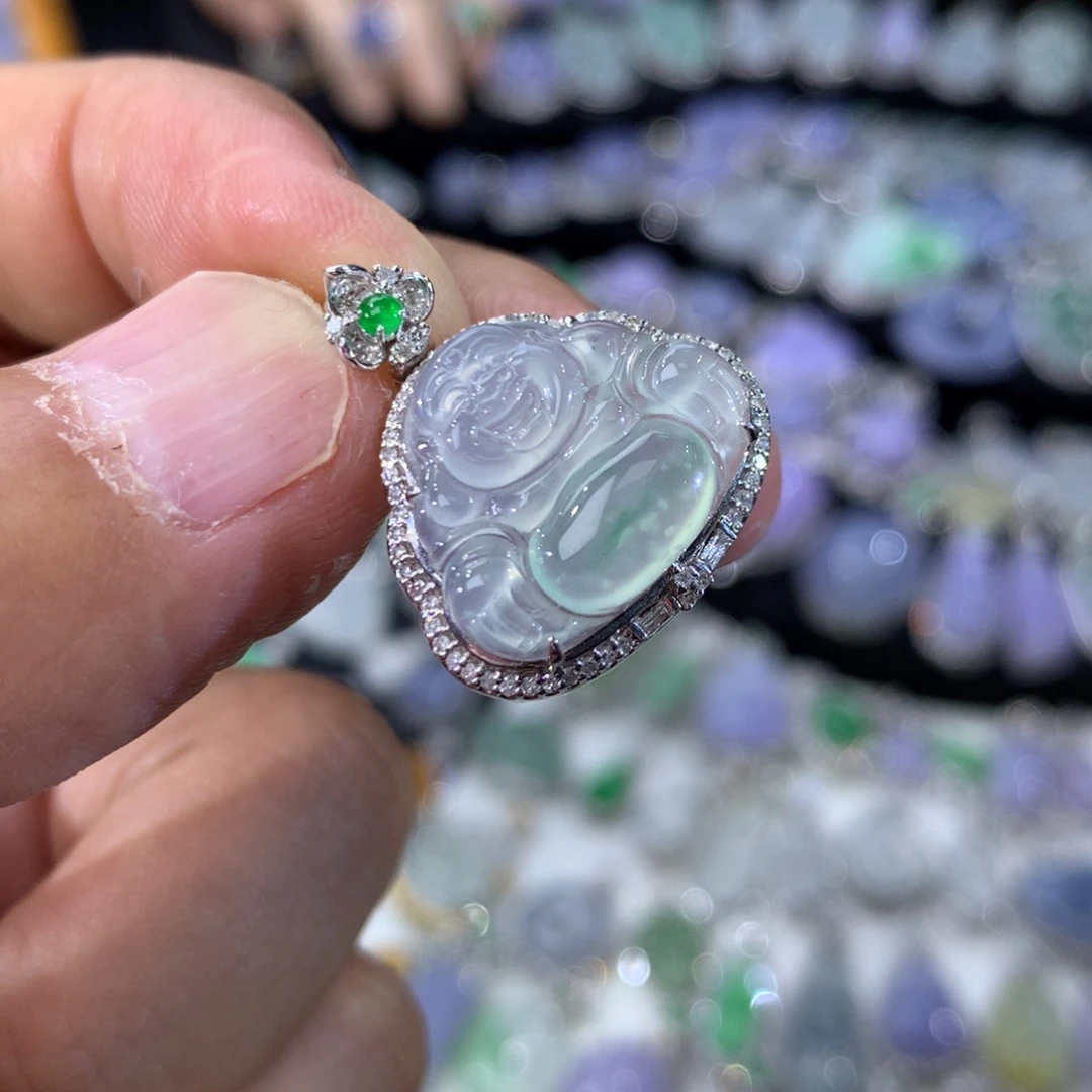 翡翠18K金镶嵌吊坠(不含链)