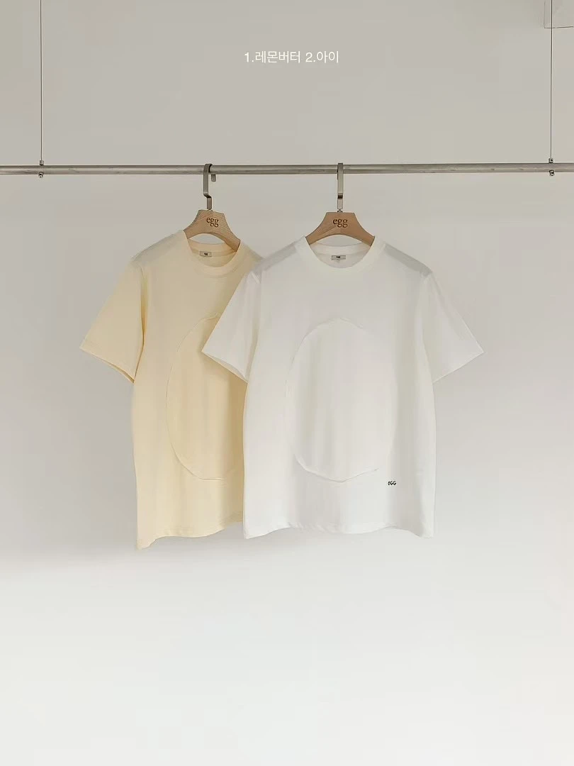 【慧姐韩国正品】2025春夏新款EGG小刺绣贴布短袖T恤/N0退N0换