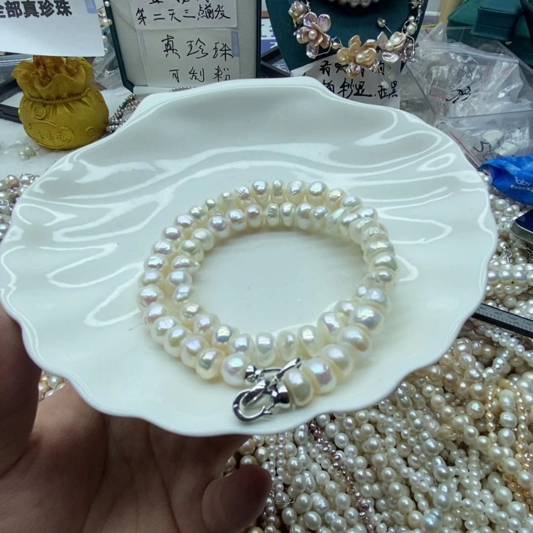 我***）银S925镶嵌淡水珍珠天然淡水珍珠无人工干预