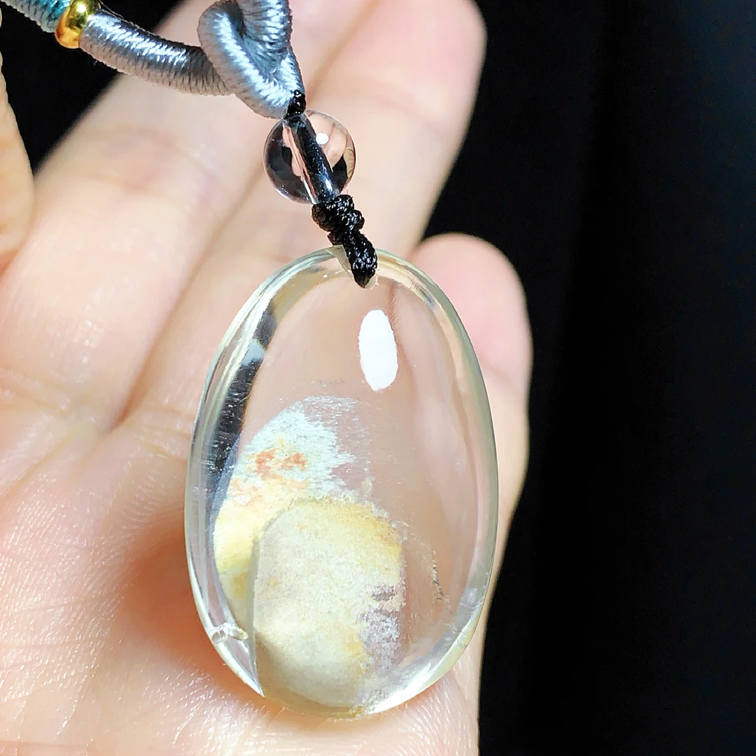 东海水晶天然黄幽灵水晶吊坠毛衣链水滴项坠黄幽灵纯天然100%真品