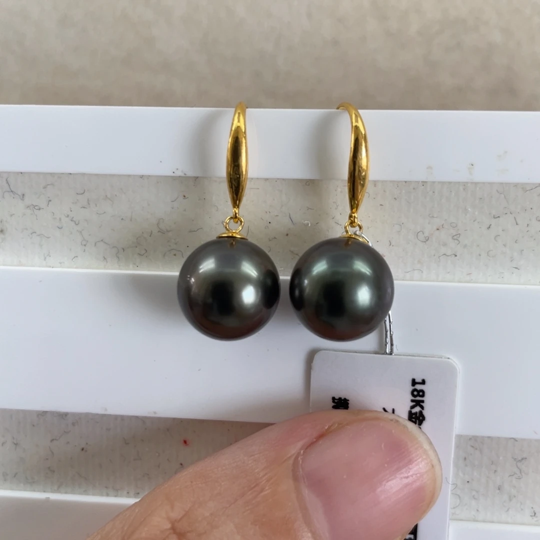 18K金镶嵌耳饰海水珍珠10-11mm