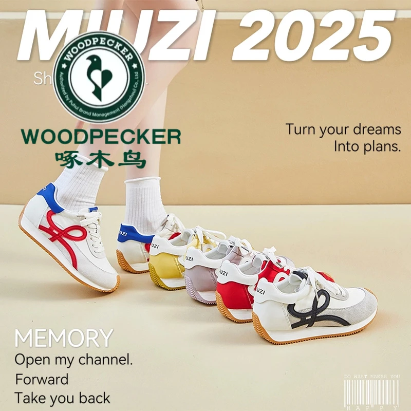 啄木鸟2025日系夏季多巴胺冰丝内增高德训鞋女潮跑步休闲百搭阿甘