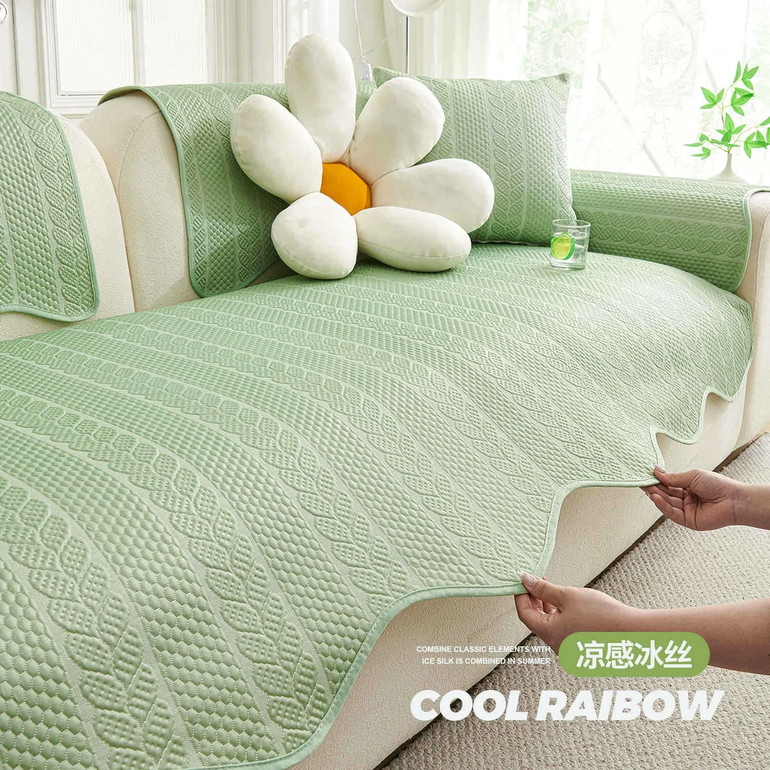 凉豆豆异形沙发垫子夏季2025新款小清新冰丝坐垫固定防滑夏天盖布
