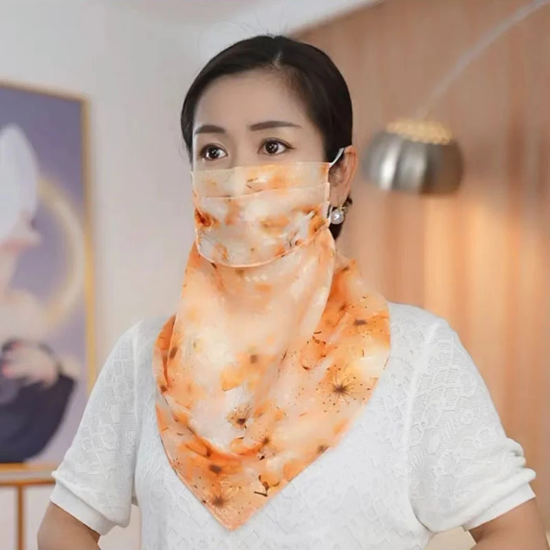 995 黄梅 夏季防晒护颈女防紫外线面罩带围脖薄款全脸遮脸丝巾