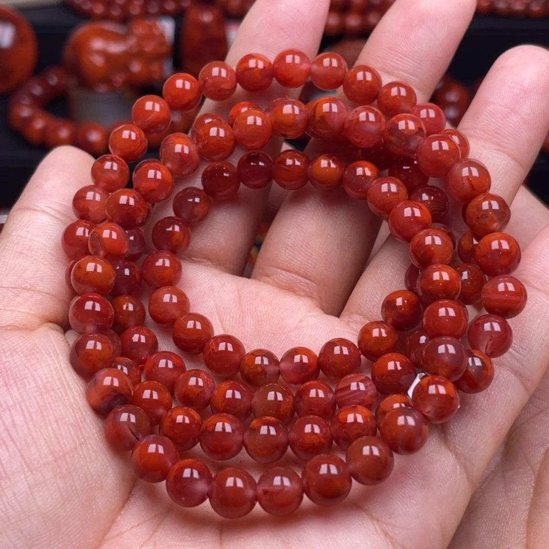 南红玛瑙珠宝奇石未镶嵌多圈7mm