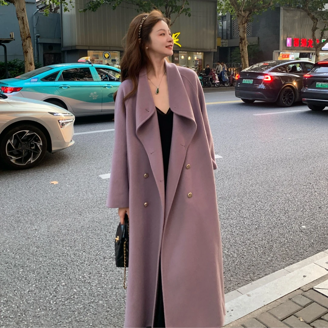 现货！48h 发 【鎏金岁月】立领韩系双面呢大衣女中长款气质显高显瘦