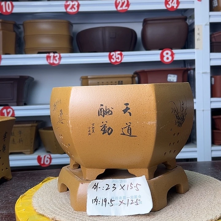 紫砂花盆蛇年大吉