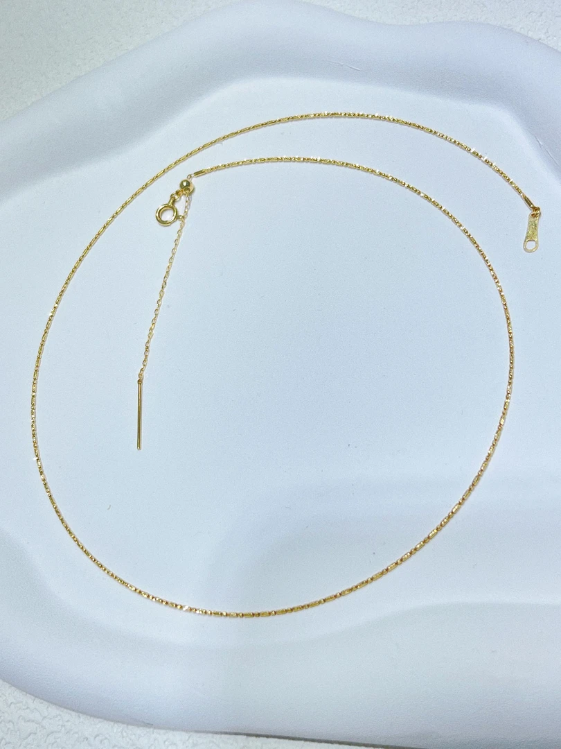 尚晶品珠宝18K金车花项圈绳k黄可调节内含0.2克钢丝时尚彩金AU750