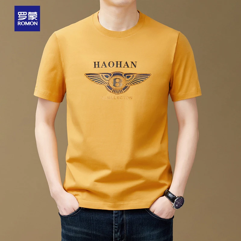 Romon/罗蒙夏季圆领短袖T恤上衣男士装韩版潮流百搭休闲纯棉舒适.