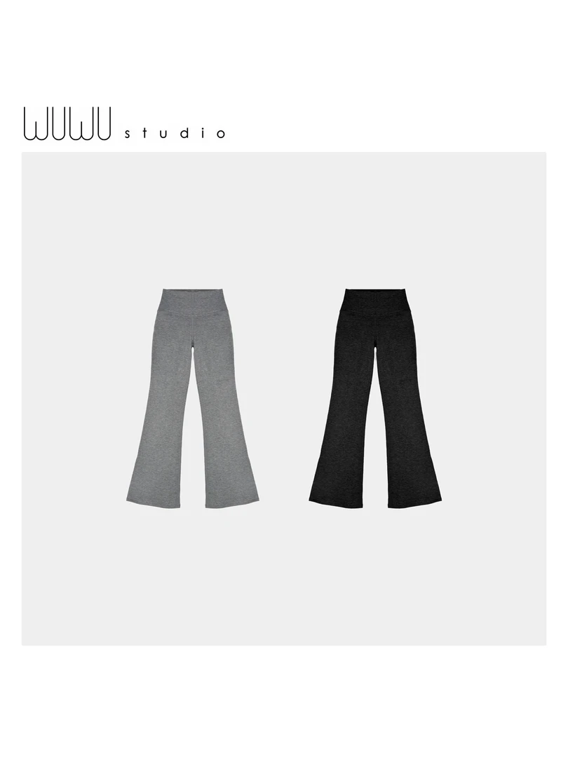 WUWU STUDIO 【尼莫】简约日常舒适百搭微弹微喇裤休闲裤3457