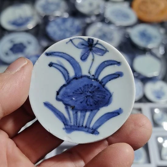 瓷片青花影青杯垫学习标本