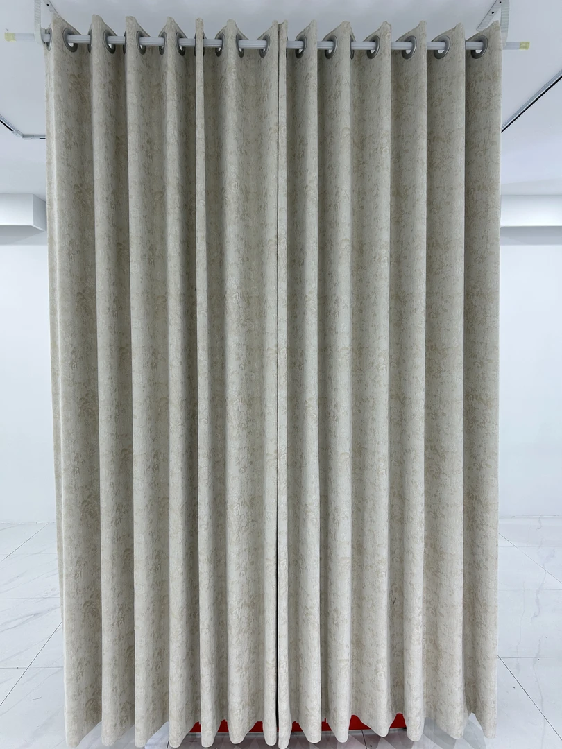 双面莫里斯花成品窗帘（奶茶色）