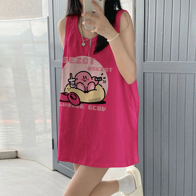 100%纯棉吊带背心女夏季美式复古运动篮球服宽松无袖t恤外穿上衣