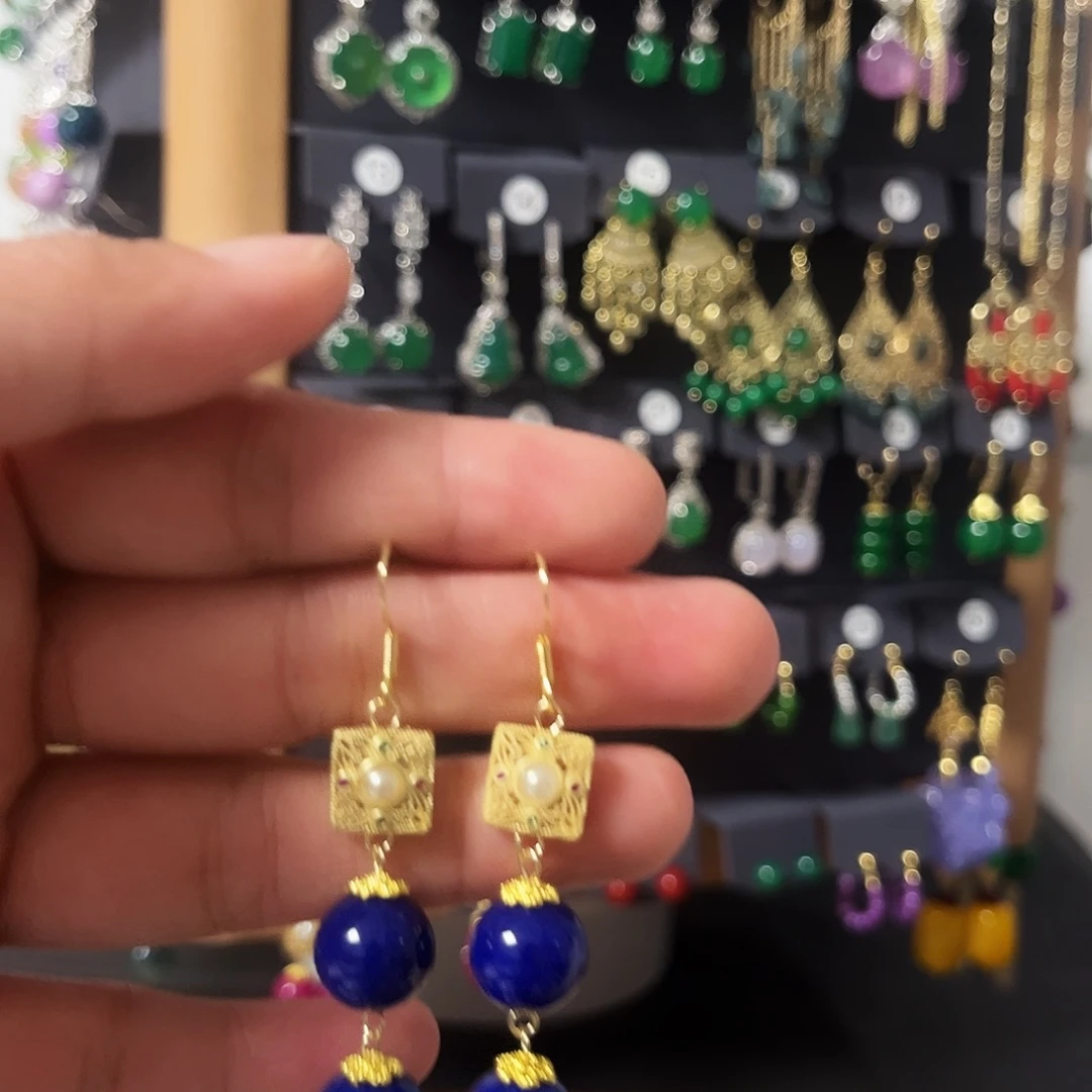 锆石纯铜925银耳饰