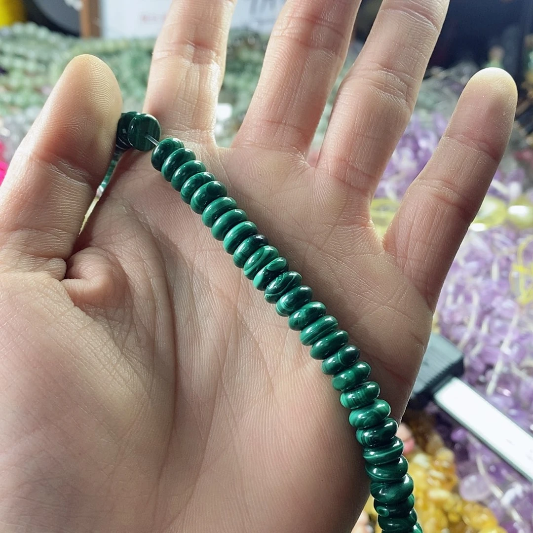 玛瑙/玉髓珠宝半成品未镶嵌十颗天然8mm孔雀石隔片