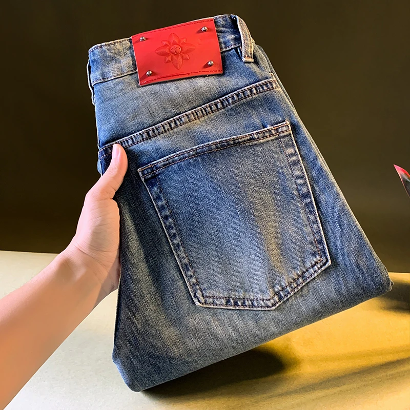 DeweLvum新款复古直筒牛仔裤男潮流休闲微宽松长裤高端质感男裤子