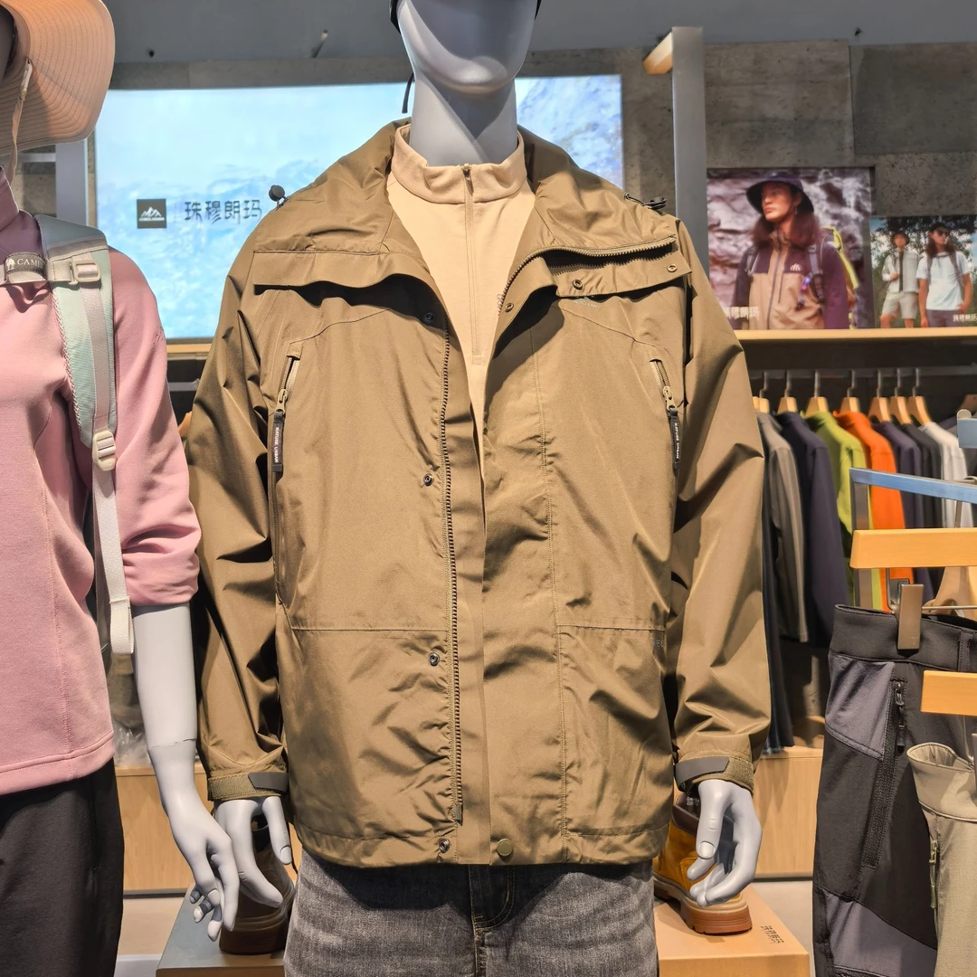 三层硬壳压胶专业登山单冲锋衣户外防风防水连帽男士宽松休闲外套