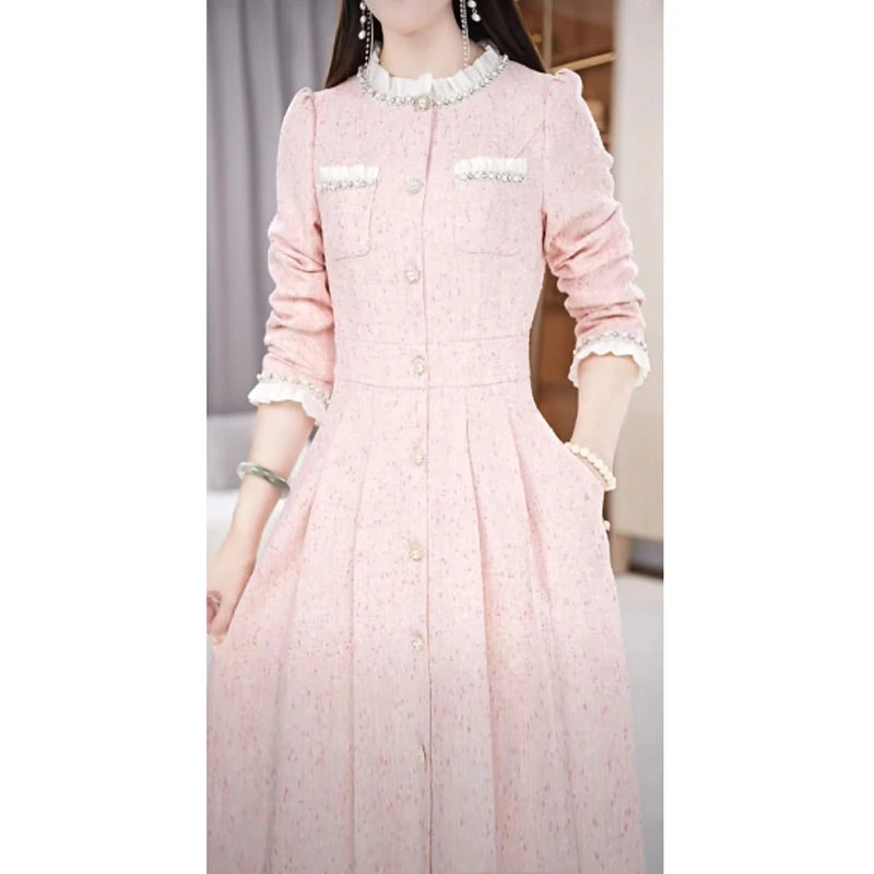 OS-24B48-2【连衣裙】秋冬新款洋气小香风连衣裙M-4XL