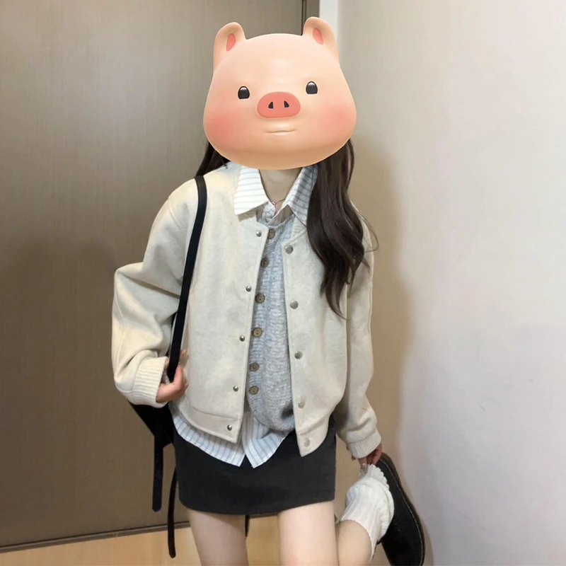 韩系chic短款外套女今年流行爆款休闲小个子棒球服