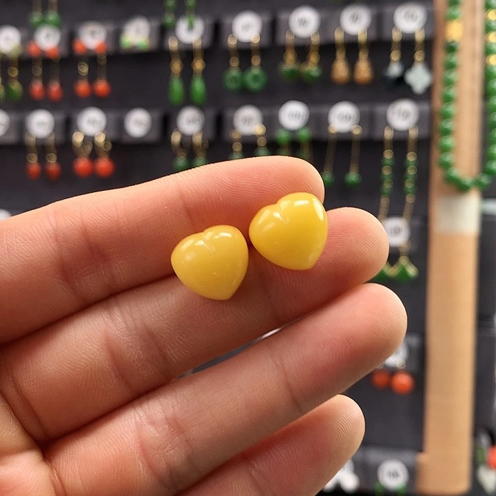 琥珀耳饰18K金镶嵌耳饰