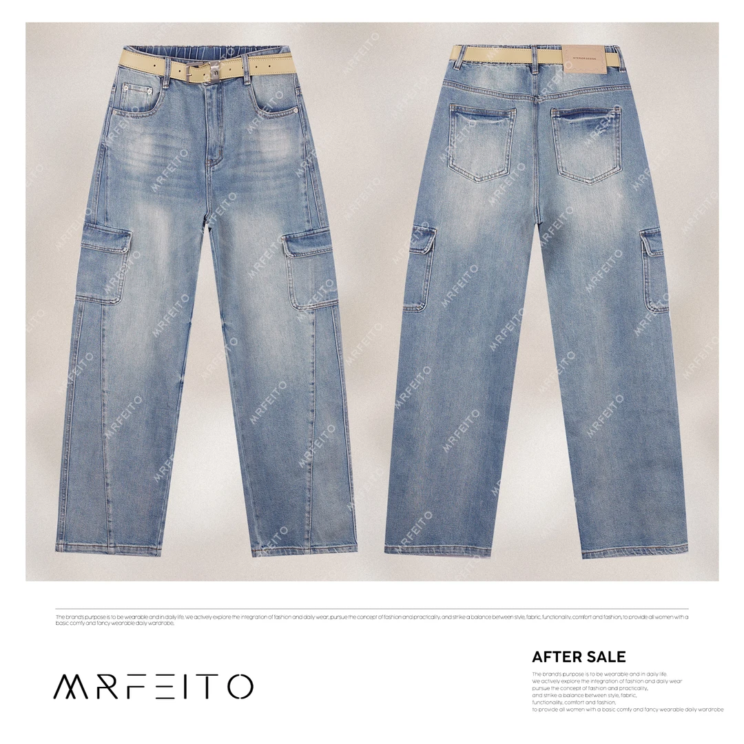 【牛仔时代】春季新款百搭小弯刀女士工装牛仔裤H19K02C31063