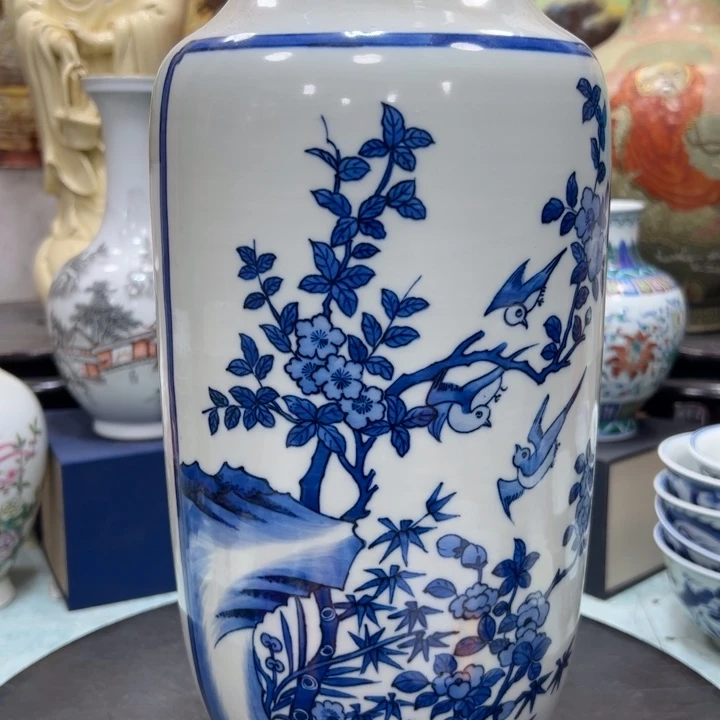 瓶3**4青花瓷博古文瓶