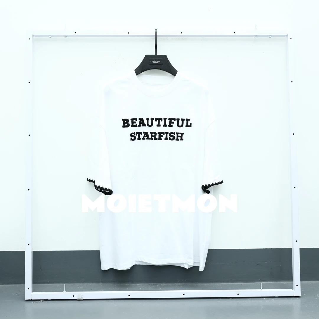 【Moi et mon】春季新款小众休闲字母印花圆领短袖时尚宽松短袖