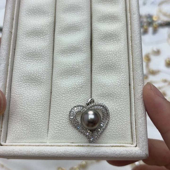 银S925镶嵌海水珍珠吊坠(不含链)