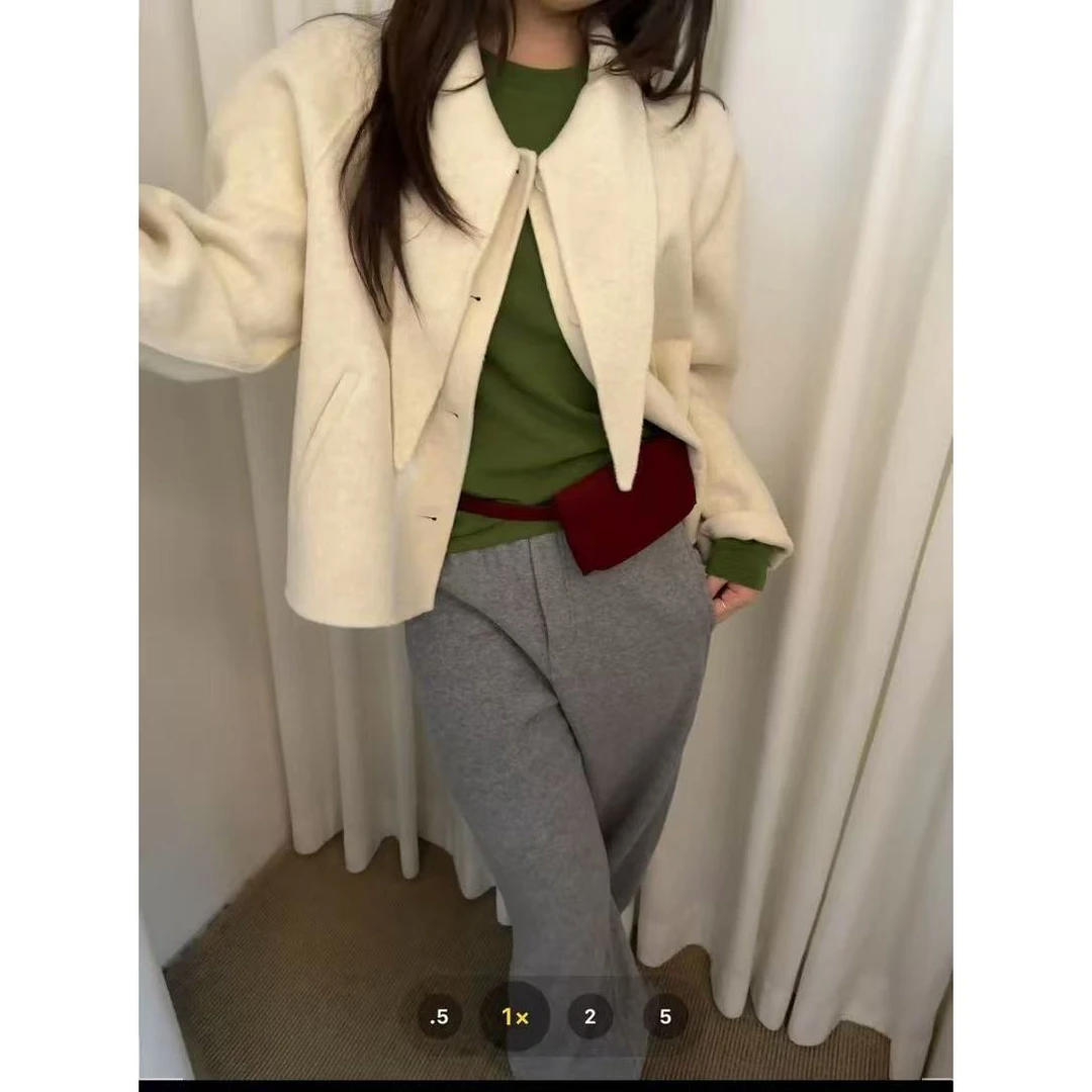 L-898#『100%羊毛』韩系简约甜美高智感系带羊毛大衣（福利）