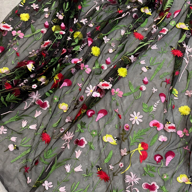 【莫奈花园】重工刺绣花朵网纱1米长