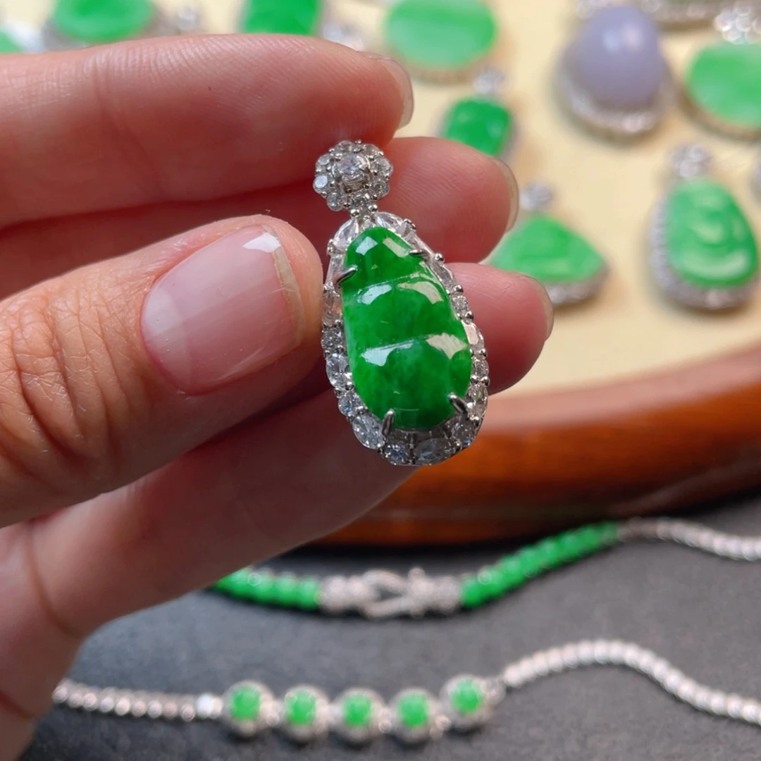 翡翠吊坠(不含链)银S925镶嵌