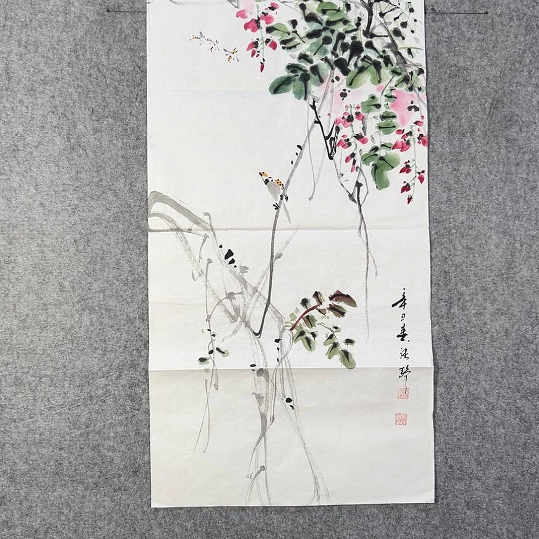 国画261 牡丹之花之叶的颜色与花色