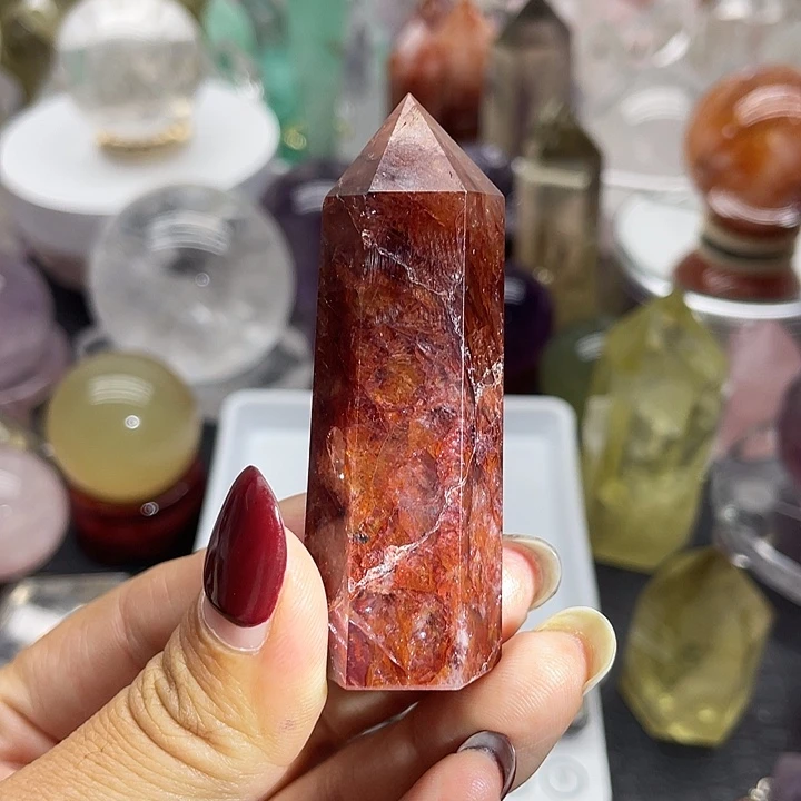 未镶嵌珠宝半成品水晶12红椒花柱高6.3宽2.1