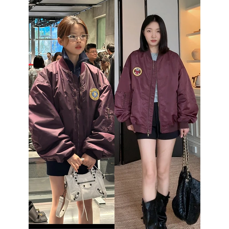 郭九九呢 复古休闲贴标宽松棒球服外套简约百搭短裤 G925T10159