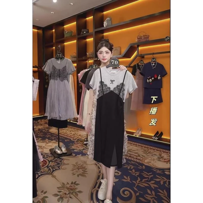 【Linda】【70】法式蕾丝假两件拼接高档轻奢气质长裙JC-A2974