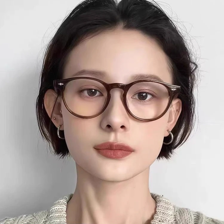 复古圆形近视眼镜框架男女文艺风格防蓝光近视眼镜可配度数38036